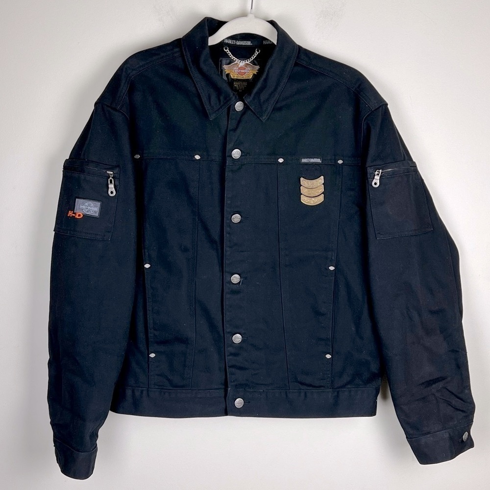 Harley Davidson | Women’s Black Denim Jacket Studded (3) Pins | M